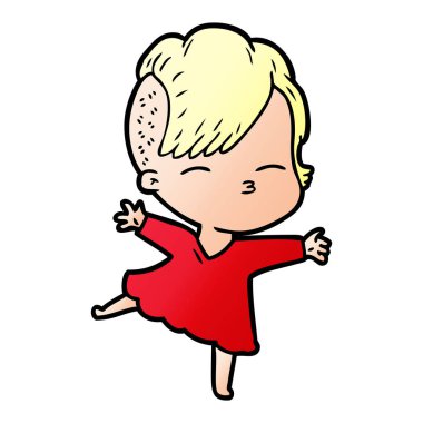 çizgi film kız gözlerini kısarak vektör çizim