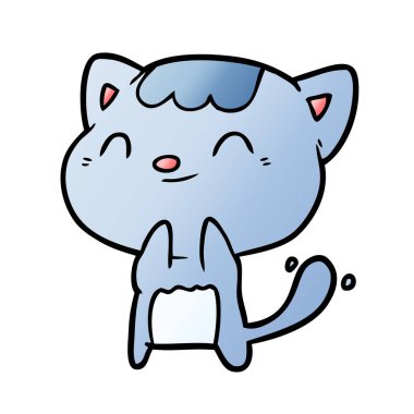 sevimli çizgi mutlu küçük kedi