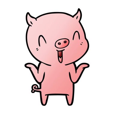 mutlu karikatür domuz vektör çizim