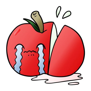 çizgi film üzgün dilimlenmiş elma