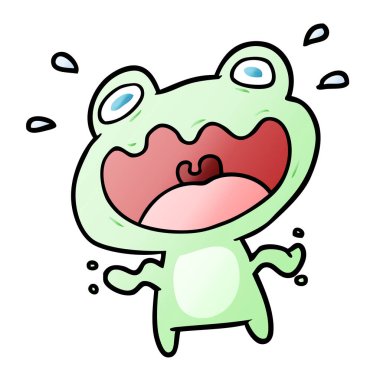 sevimli çizgi kurbağa vektör çizim