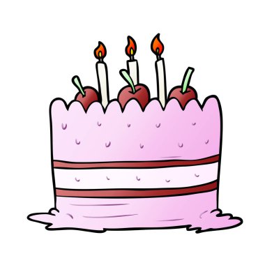 Çizgi film doğum günü pastasının vektör çizimi
