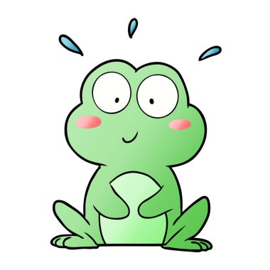 sevimli çizgi kurbağa vektör çizim