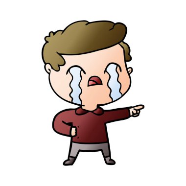 vektör çizim karikatür adam ağlıyor