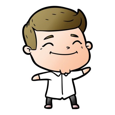 mutlu çizgi film adam vektör çizim