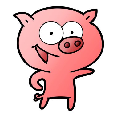 neşeli domuz karikatür vektör çizim