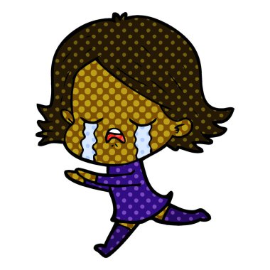 vektör çizim karikatür kız ağlıyor