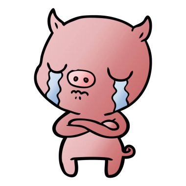 vektör çizim karikatür domuz ağlama