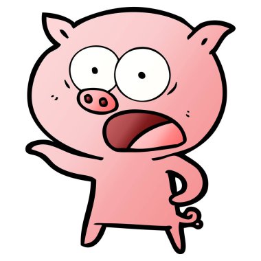 vektör çizim karikatür domuz bağırarak