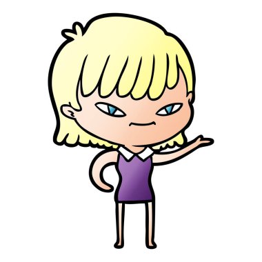 Çizgi filmdeki kadının vektör çizimi