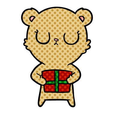 huzurlu karikatür ayı ile hediye