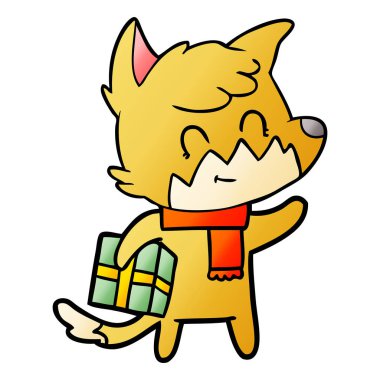 karikatür mutlu fox ile hediye