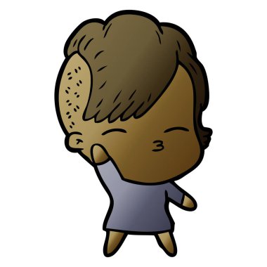 çizgi film kız gözlerini kısarak vektör çizim