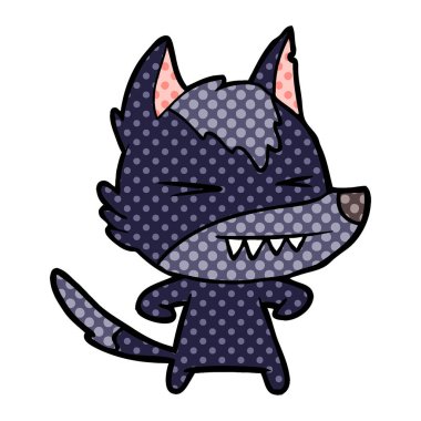 vektör çizim öfkeli wolf çizgi film