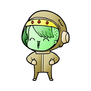 mutlu karikatür alan kız