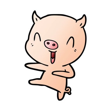 vektör çizim karikatür domuz dans