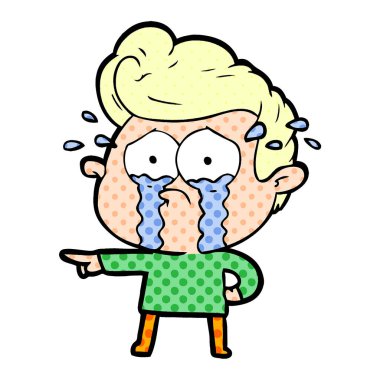 adam ağlıyor çizgi film vektör çizim