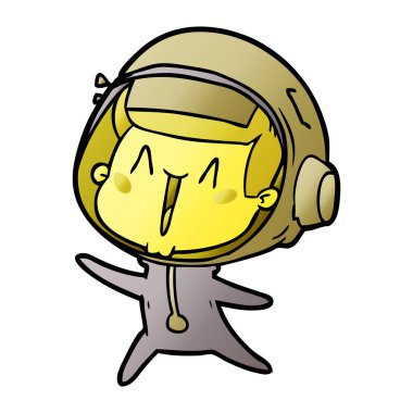 mutlu karikatür astronot vektör çizim
