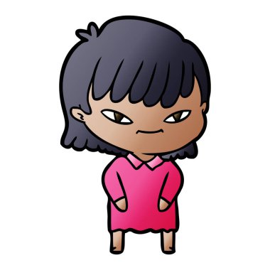 Çizgi filmdeki kadının vektör çizimi