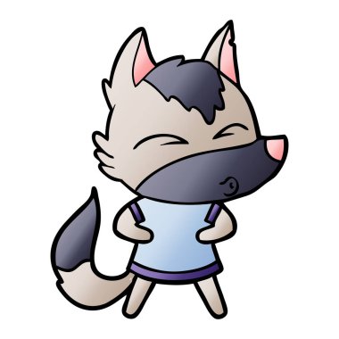 vektör çizim karikatür kurt ıslık