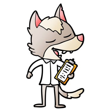 vektör çizim karikatür kurt gülen