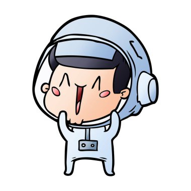 mutlu karikatür astronot vektör çizim