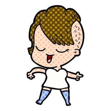 mutlu çizgi film kız vektör çizim