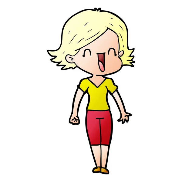 Vector Ilustración Dibujos Animados Mujer Feliz — Vector de stock