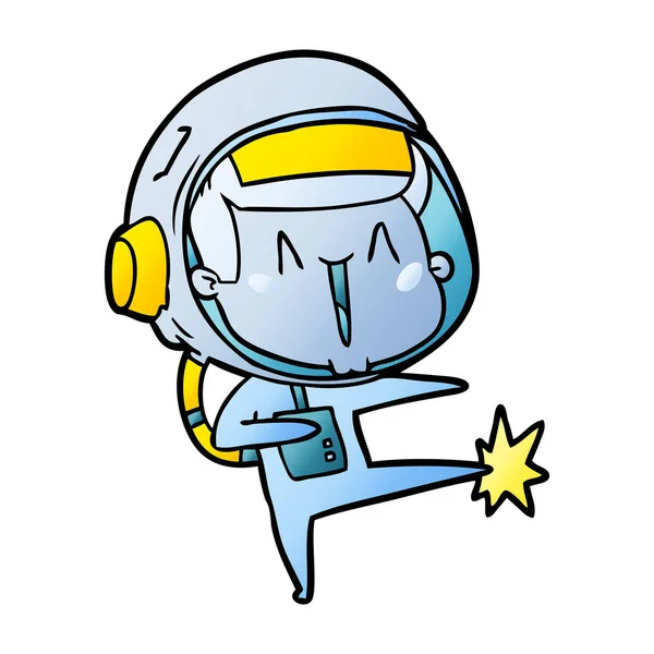 Vector Illustration Happy Cartoon Astronaut — Stock Vector