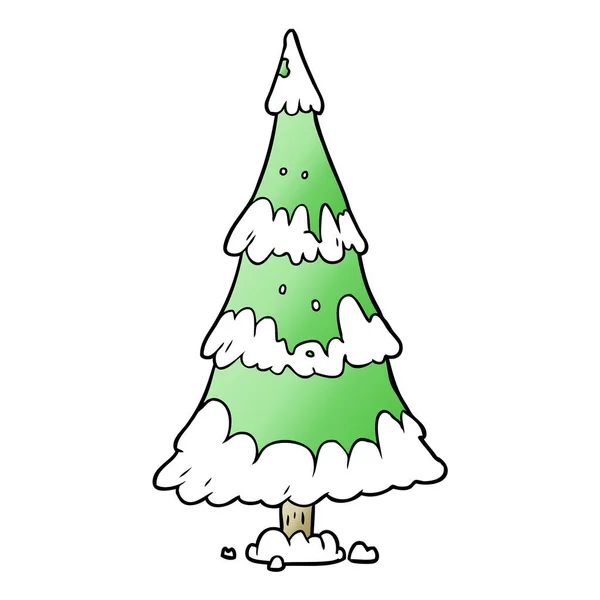 Γελοιογραφία Χιονισμένο Χριστουγεννιάτικο Δέντρο — Διανυσματικό Αρχείο