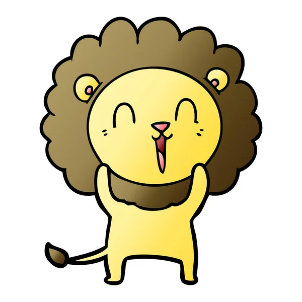 Vector Illustration Laughing Lion Cartoon — Stock Vector