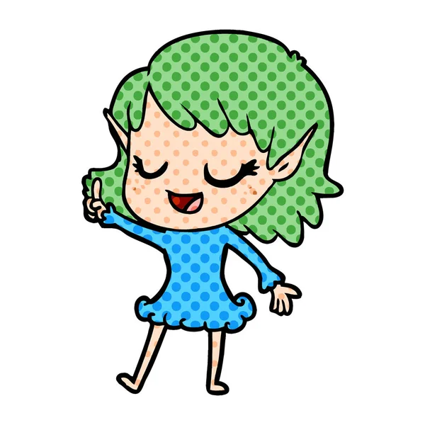 Happy Cartoon Elf Meisje — Stockvector