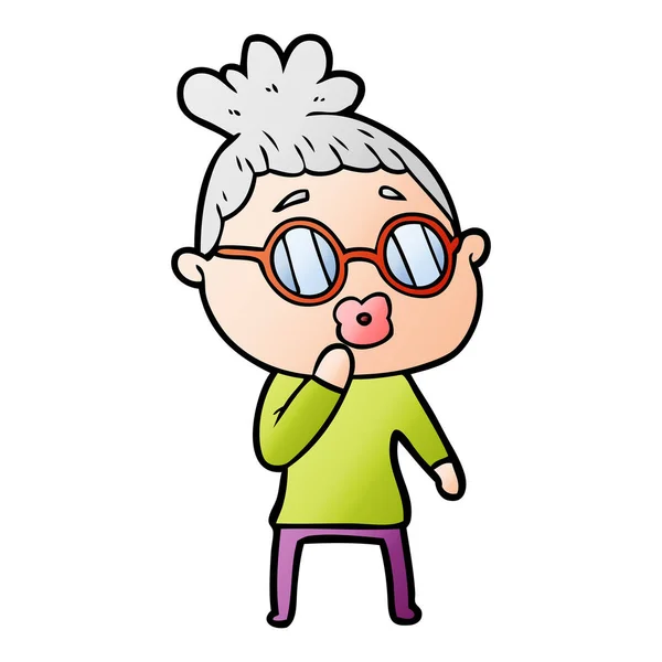 Cartoon Woman Wearing Spectacles — Stock Vector