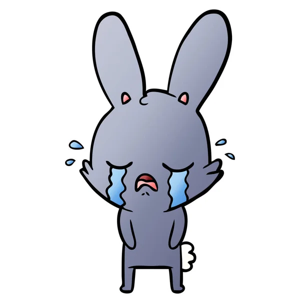 Cute Cartoon Rabbit Crying — Stock Vector