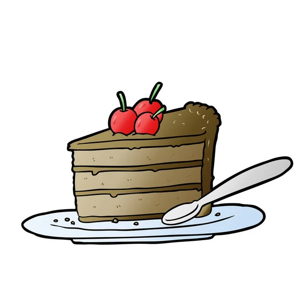 Мультяшный Дорогой Кусок Шоколадного Торта — стоковый вектор