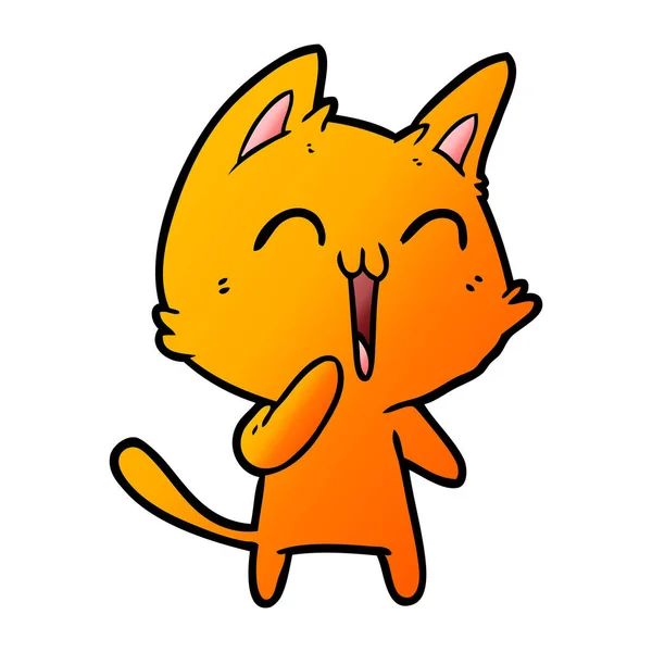 Cartoon Szczęśliwy Kot Miauczy — Wektor stockowy