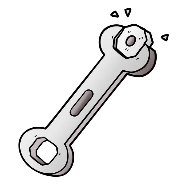 Cartoon Spanner Draaiende Moer — Stockvector