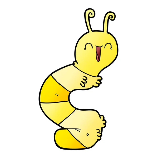 Vector Illustration Cartoon Happy Caterpillar — Stock Vector