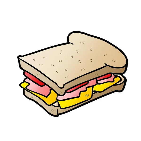 Cartoni Animati Prosciutto Formaggio Pomodoro Sandwich — Vettoriale Stock
