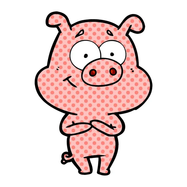 Vector Illustration Happy Cartoon Pig — Stock Vector