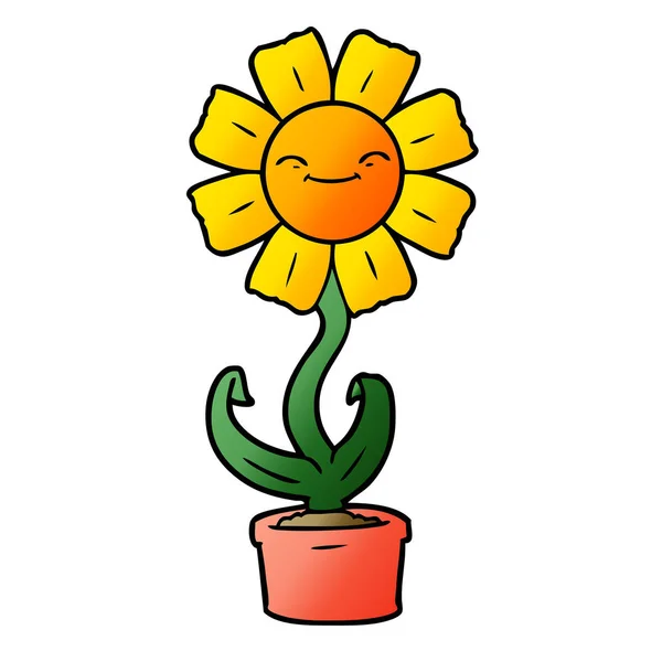 Ilustración Vectorial Flor Dibujos Animados Feliz — Vector de stock
