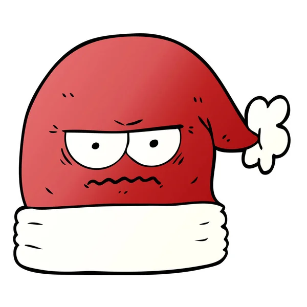 Cartoon Irriterad Christmas Santa Hat — Stock vektor