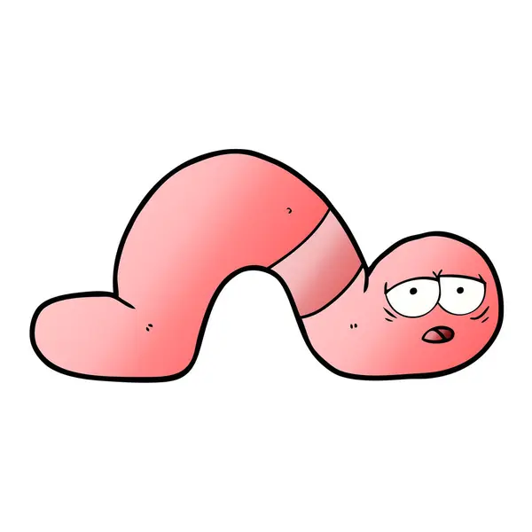 Vector Illustration Cartoon Tired Worm — Stock Vector