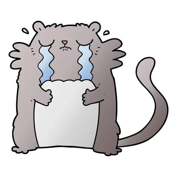 Vector Illustration Cartoon Crying Cat — Stock Vector