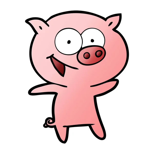 Illustration Vectorielle Dessin Animé Cochon Joyeux — Image vectorielle