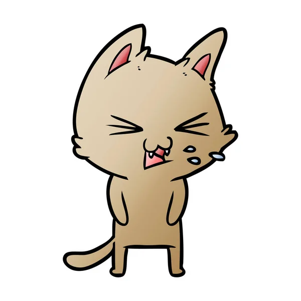 Vektor Illustration Von Cartoon Katze Zischt — Stockvektor
