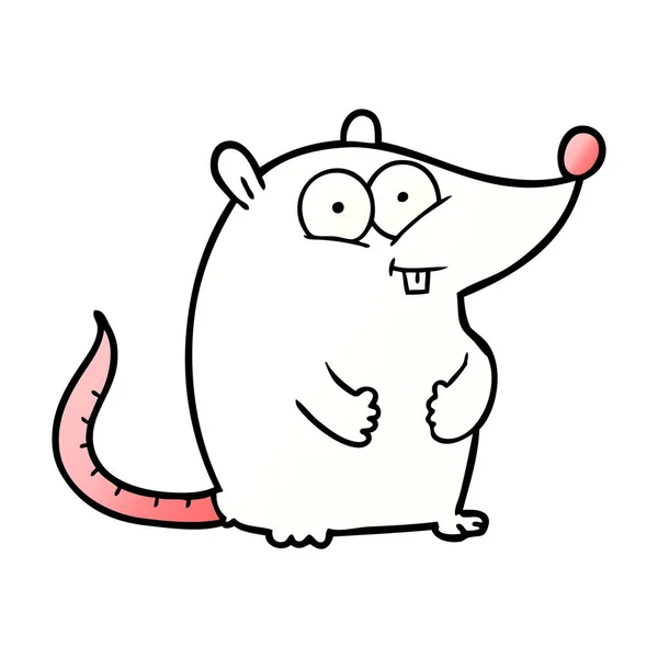 Desenho Animado Rato Laboratório Branco Feliz — Vetor de Stock