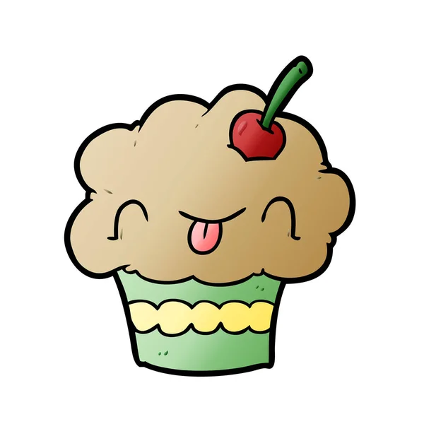 Vectorillustratie Van Cartoon Cupcake — Stockvector