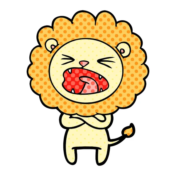 Vector Illustration Cartoon Angry Lion — Stock Vector
