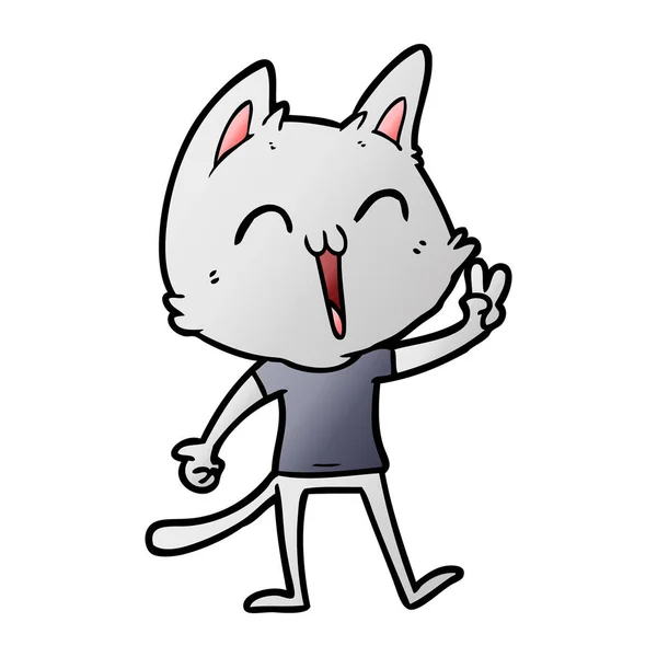 Feliz Gato Dibujos Animados Maullando — Vector de stock
